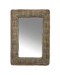 Pasqyrë, thurje ratani, natyrale, 65x45 cm