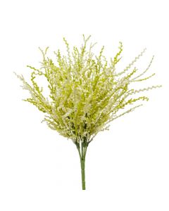 Artificial flower, CALLUNA, pvc, white/green, 30 cm