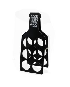 Mbajtëse shishe vere, druri, zezë, 21x50 cm