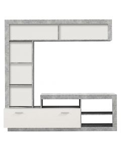TV and wall display unit, GLEN, melamine and MDF, concrete/white, 170.5x41.5xH170.5 cm