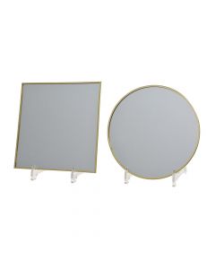 Pasqyrë dekorative, qelq, floriri, Ø10 cm; 10x10 cm