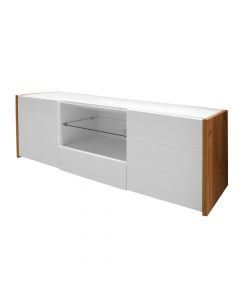 TV shelf, ALICIA, mdf, white/gold oak, 158x40xH55 cm