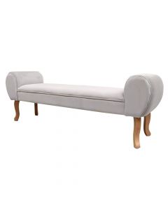 Bench, wooden structure, velvet textile upholstery, beige, 150x40xH53 cm