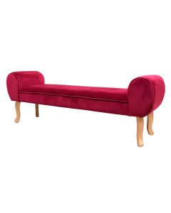 Bench, wooden structure, velvet textile upholstery, cherry, 150x40xH53 cm