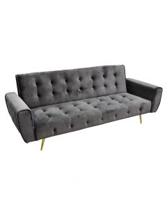 Sofa and sofabed, metallic structure (golden), textile upholstery, grey, 213x79xH82 cm; sofabed: 213x106xH40 cm
