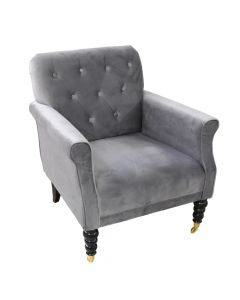 Armchair sofa, wooden structure, textile upholstery, grey, 75x74xH82 cm