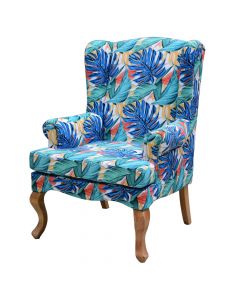 Armchair, wooden structure, velvet upholstery fabric, leaf matt velvet printing fabric, 73.5x77xH106 cm