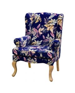 Armchair, wooden structure, velvet upholstery fabric, leaf matt velvet printing fabric, 73.5x77xH106 cm