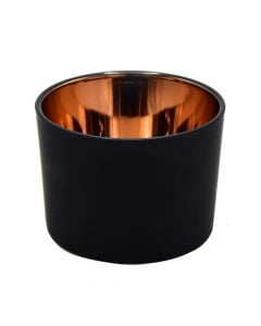 Decorative vase, glass, golden+black, Ø8 xH6 cm