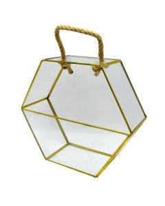 Decorative vase, glass, clear+golden, 26x10xH23 cm