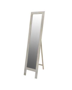 Pasqyrë, kornizë druri, e bardhë/natyrale, 40x176 cm (pasqyra: 30x150 cm)