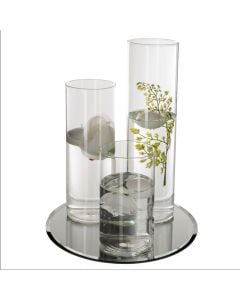 Vazo dekorative, qelq/poliestër/wax, transparente, Ø25 xH30.5 cm