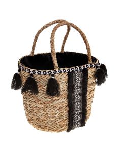 Shopping basket, reed, black, 29x19xH31 cm