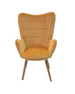 Armchair sofa, metal frame, foam seat, velvet upholstery, orange, 69x75xH104 cm