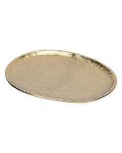 Oval plate, aluminium, golden, 16 cm