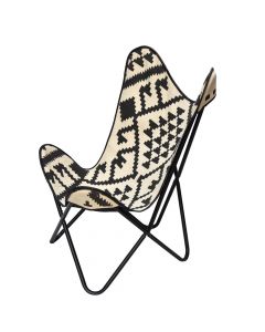 Butterfly chair, metal frame, kilim seat, white/black, 70x75xH90 cm