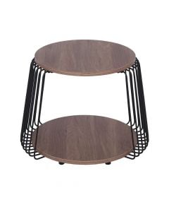Coffee table, MDF tabletop,metal frame, brown/black, Ø40 xH46.5 cm