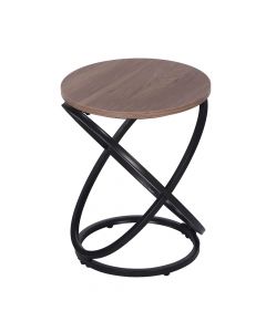 Coffee table, MDF tabletop,metal frame, brown/black, Ø40 xH50 cm