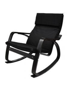 Rocking chair, Rocker, wooden frame (black), fabric upholstery (black)