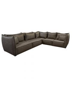 Corner sofa, right, wooden structure, textile upholstery, brown, 240x300 cm