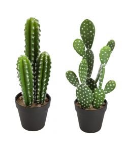Artificial flowers, cactus, plastic, green, 42 cm