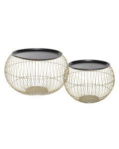 Tavolinë anësore(x2), alya, hekur, floriri, Ø49xH35 cm; Ø66.5xH40 cm