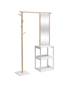 Garment rack, bamboo, white, 108.5x34xH164.8cm
