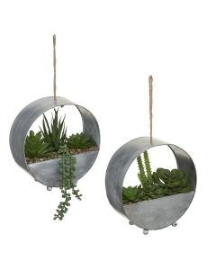 Hanging plant, zinc, grey, Ø18 cm