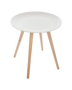 Tavolinë mesi, MDF, e bardhë, Ø49.5 xH43 cm