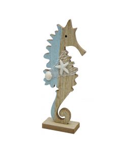 Decorative object, sea horse, wooden, assorted, 27 cm