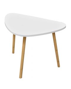 Tavolinë mesi, strukturë bambu, syprinë mdf, e bardhë/natyrale, 60x40xH45 cm