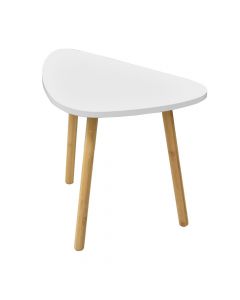 Tavolinë mesi, strukturë bambu, syprinë mdf, e bardhë/natyrale, 46x30xH40 cm
