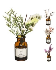 Diffuser, glass/oil/pet, amber, Ø5.5 xH10.5 cm, 100 ml, 3-4 weeks