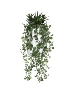 Artificial plant, cement/stone/pp, white/green, Ø16.5 xH33 cm