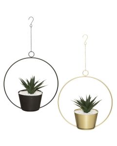 Artificial flower, hanging vase, metal/stone/pp, assorted, 28x13xH30.5 cm