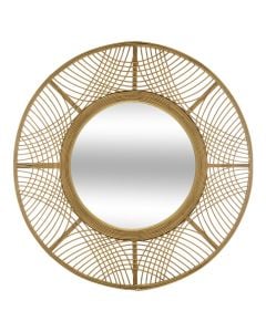 Mirror, bamboo/glass/plywood, beige, Ø70.5 xH2.5 cm
