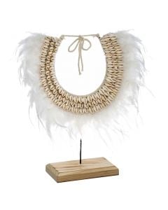 Decorative object, Feather, metal/feather, white, 29.5x10xH39.5 cm
