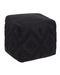 Ottoman pouffe, cotton, black, 45x45xH45 cm