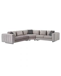 Corner sofa, metal legs, textile upholstery, grey, 350x310xH83 cm