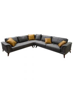 Corner sofa, left, Phaselis, bed opsion, wooden frame, textile upholstery, brown, 312x285xH80 cm