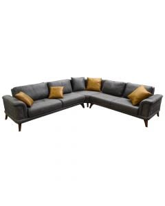 Corner sofa, right, Phaselis, bed opsion, wooden frame, textile upholstery, brown, 312x285xH80 cm