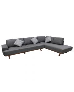 Corner sofa, right, Venedik, wooden frame (brown), textile upholstery, grey, 320x220xH80 cm