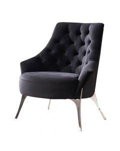 Armchair, Milano, metal frame, textile upholstery, black, 75x93xH91 cm
