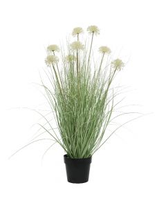 Lule artificiale, allium, në vazo, plastike, jeshile/e bardhë, Ø65 xH105 cm