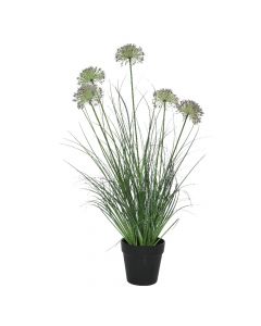 Lule artificiale, allium, në vazo, plastike, jeshile/lejla, Ø35 xH74 cm