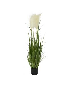 Lule artificiale, bar, në vazo, plastike, jeshile/e bardhë, Ø40 xH100 cm