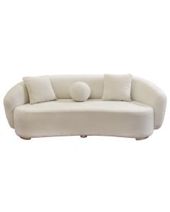 Sofa, 3-seater, Marsel, textile upholstery, white, 215x100xH80 cm