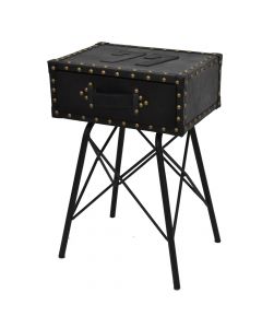 Drawer, metal frame, leather seat, black, 44x34xH60 cm