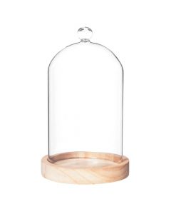 Vazo dekorative, druri/qelq, transparente/bezhë, Ø11 xH19 cm