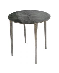 Tavolinë mesi/këndi, alumini, argjendi, Ø40 xH44 cm